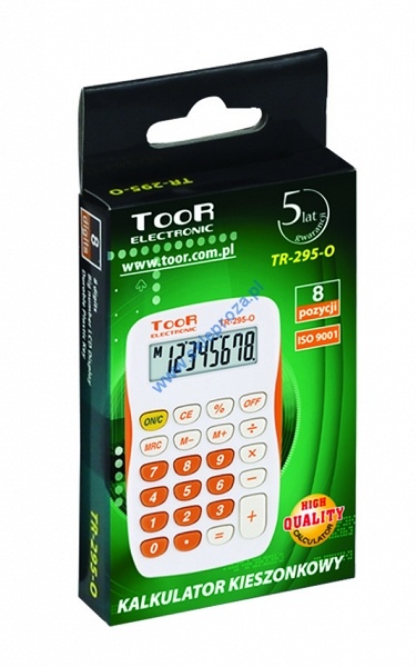 Kalkulator kieszonkowy TOOR TR-295-O 8-pozycyjny kieszonkowy art. nr: 480-838