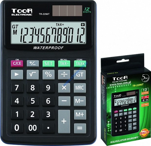 Kalkulator biurowy TOOR TR-2296T 12-pozycyjny - wodoodporny art. nr: 480-835