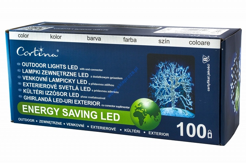 Diody LED 100 pkt. z dodatkowym gniazdem białe zimne, zewnętrzne 3/09/LED/CW art. nr: 249-469