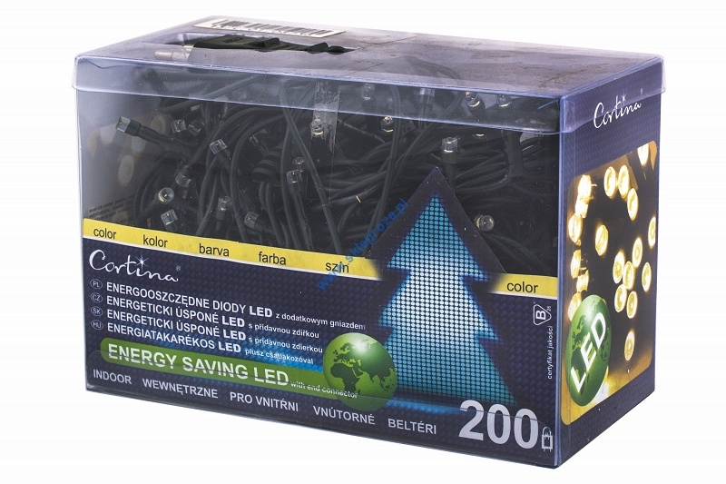 Diody LED 200 pkt. z dodatkowym gniazdem, białe ciepłe wewnętrzne 8/10/LED/WW art. nr: 247-404