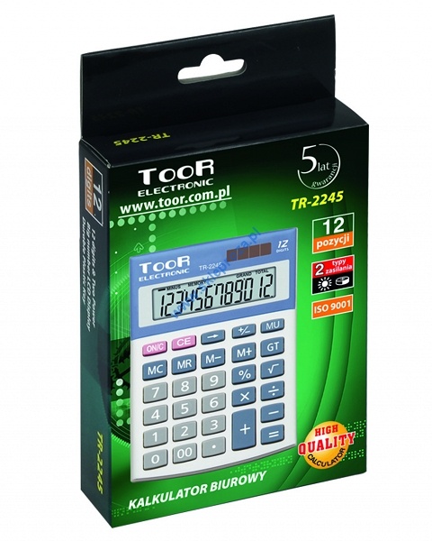 Kalkulator biurowy TOOR TR-2245 12-pozycyjny art. nr: 480-845