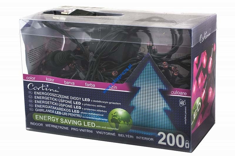 Diody LED 200 pkt. z dodatkowym gniazdem, różowe wewnętrzne art. nr: 8/10/LED/PI
