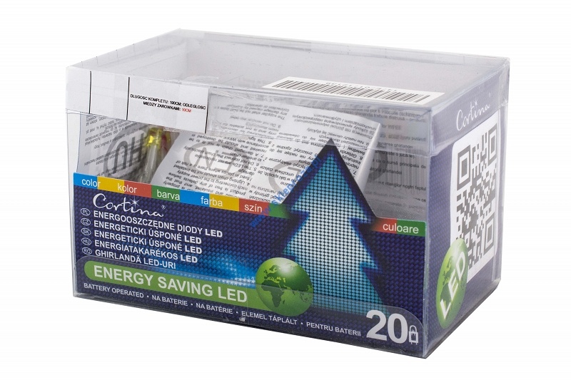 Lampki LED 20 pkt. zasilane na baterie multi, wewnętrzne art. nr: 2/14/BAT/M