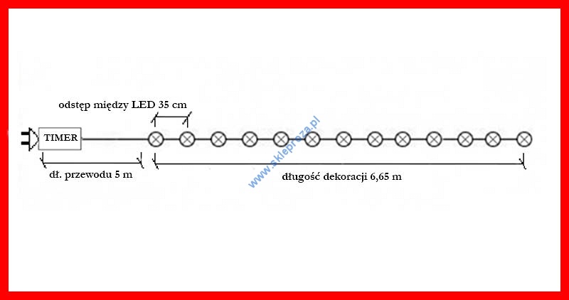 Diody LED 20 KUL z TIMEREM, multi, zewnętrzne 8/13/DEK-M/M