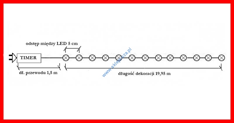 Diody LED 400 pkt. z TIMEREM, białe zimne, zewnętrzne 11/15/LED-M/CW