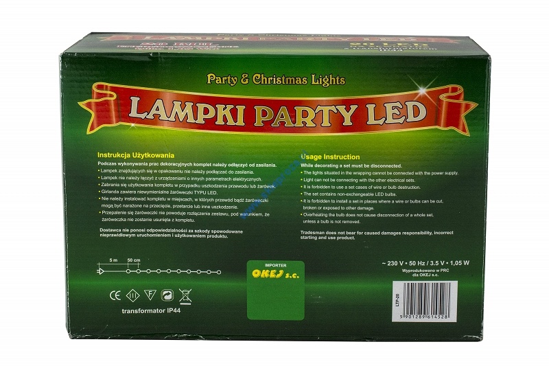 Diody LED 20 KUL PARTY, białe zimne, zewnętrzne, LTP-20/P