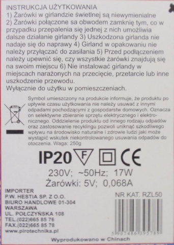 Lampki choinkowe  art. nr: RZL50