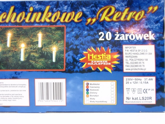 Lampki choinkowe świeczki art. nr: LS20R