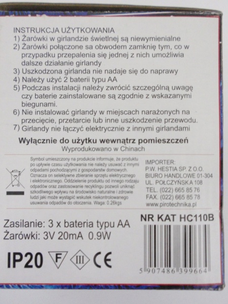 Bombka szklana LED art. nr: HC110B