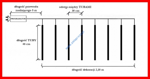 Kurtyna LED 8 TUB 160 pkt. z EFEKTEM WODOSPADU z programatorem, multi, zewnętrzne, 3/19/YIN/M