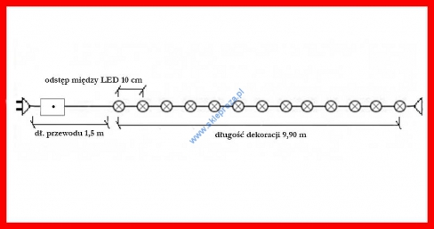 Diody LED płynące z programatorem 100 pkt. niebieskie, zewnętrzne LED100/G/8F/N