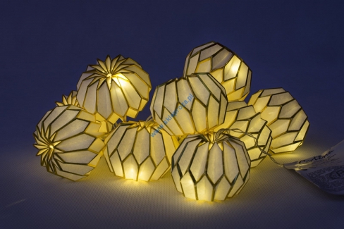 LAMPIONY DEKORACYJNE 10 LED WHITE+GOLD na baterie, wewnętrzne, biały ciepły, 20/18/LBC/WW