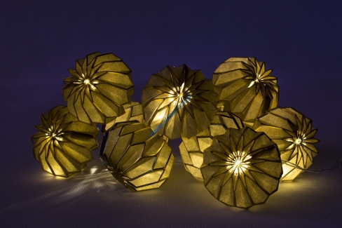 LAMPIONY DEKORACYJNE 10 LED BROWN+GOLD na baterie, wewnętrzne, biały ciepły, 22/18/LBC/WW