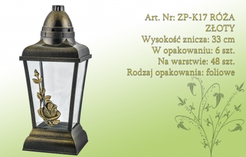 Znicze na wkład Art. Nr: K-17 RÓŻA ZŁOTY