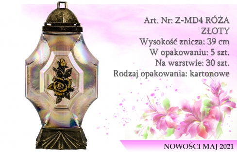 Znicze na wkład Art. Nr: Z-MD4 RÓŻA ZŁOTY