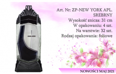 Znicze na wkład Art. Nr: ZP-NEW YORK APL. SREBRNY