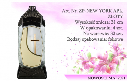 Znicze na wkład Art. Nr: ZP-NEW YORK APL. ZŁOTY