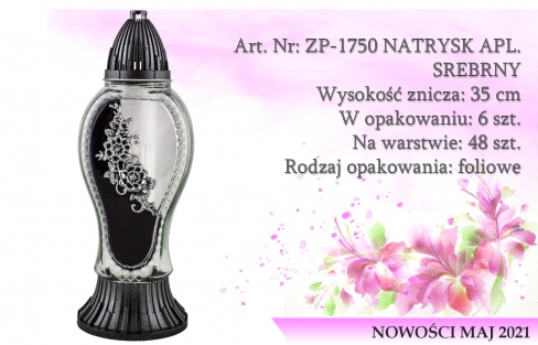 Znicze na wkład Art. Nr: ZP-1750 NATRYSK APL. SREBRNY