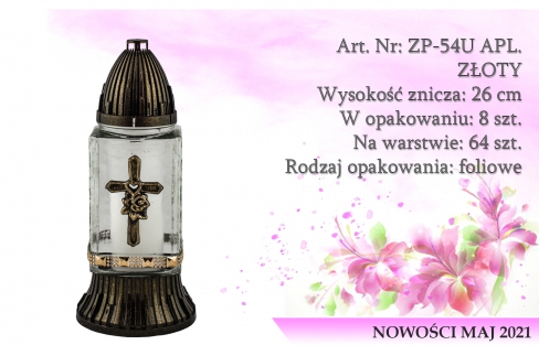 Znicze na wkład Art. Nr: ZP-54U APL. ZŁOTY