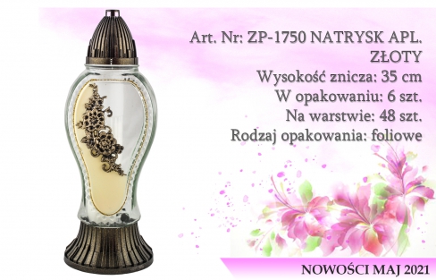 Znicze na wkład Art. Nr: ZP-1750 NATRYSK APL. ZŁOTY