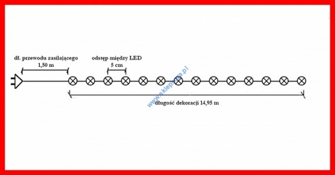 Sznur 15m 300 LED zewnętrzne, biały ciepły 10/15/LED/WW