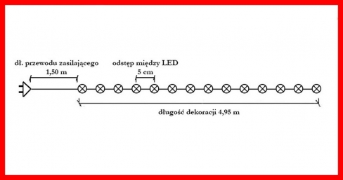 Sznur 5m 100 LED, zewnętrzne, multikolor, 652/21/LED/M