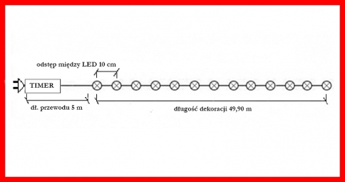 Diody LED 500 pkt. z TIMEREM, biały zimny, zewnętrzne, LT-500/P