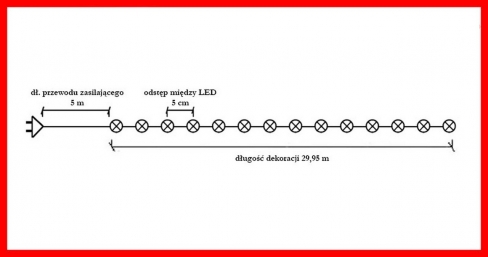 Sznur 30m 600 LED zewnętrzne, biały ciepły 10/16/LED/WW