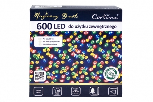 Sznur 30m 600 LED zewnętrzne, multikolor 10/16/LED/M