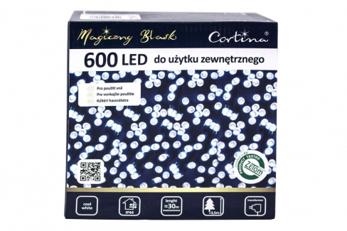 Sznur 30m 600 LED zewnętrzne, biały zimny 10/16/LED/CW