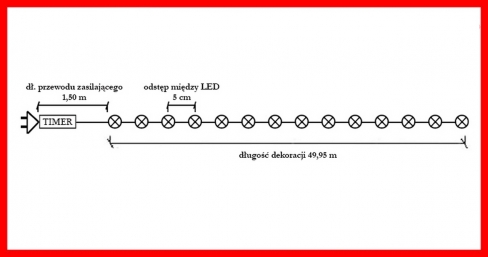 Sznur 50m 1000 LED TIMER zewnętrzne, multikolor 654/21/LED/M