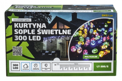 Kurtyna LED 300 pkt. z TIMEREM, multi , zewnętrzne, LT-300/S/M