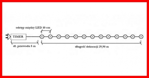 Diody LED 300 pkt. z efektem błysku z TIMEREM, biały ciepły + błysk biały zimny , zewnętrzne, LT-300/5M/X