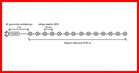 Diody LED 500 pkt. z efektem błysku z TIMEREM, biały ciepły+błysk biały zimny, zewnętrzne LT-500/5M/X