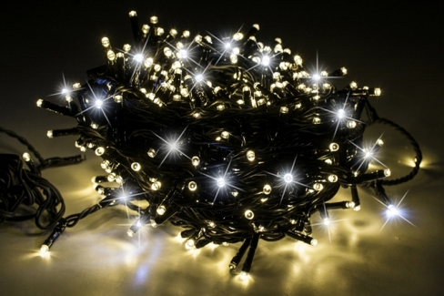 Diody LED 500 pkt. z efektem błysku z TIMEREM, biały ciepły+błysk biały zimny, zewnętrzne LT-500/5M/X