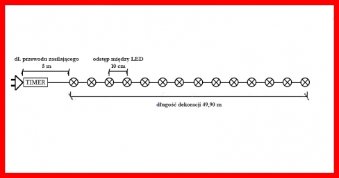 Diody LED 500 pkt. z efektem błysku z TIMEREM, biały zimny+błysk biały zimny, zewnętrzne LT-500/5M/P