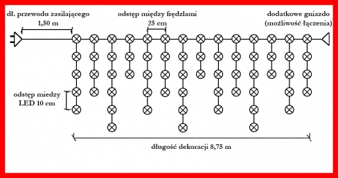 Kurtyna LED 200 pkt. z efektem błysku z dodatkowym gniazdem, niebieska+błysk biały zimny, zewnętrzna LED200/G/S/5M/N