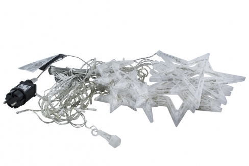 Kurtyna 310 cm Gwiazdki 144 LED PROGRAMATOR+GNIAZDO, zewnętrzne, biały zimny 1/20/CUR/CW