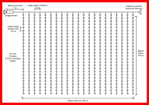 Kurtyna XL 300 cm 546 LED PROGRAMATOR+GNIAZDO, zewnętrzna, multikolor, 107/20/LED/M