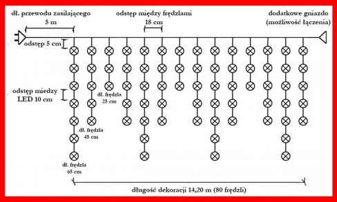 Kurtyna 14,20m 400 LED FLASH, gniazdo, zewnętrzne, biały zimny + biały zimny 104/21/FLE/CW+CW