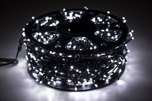 Sznur 50m 1000 LED na SZPULI PROGRAMATOR 8 FUNKCJI + PAMIĘĆ, zewnętrzne, biały zimny 638/21/LED/CW-SZPULA