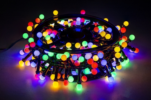 Sznur 5m 250 LED na SZPULI, Kuleczki śr.10mm, programator, zewnętrzne, multi 8/25/LED/M-SZPULA