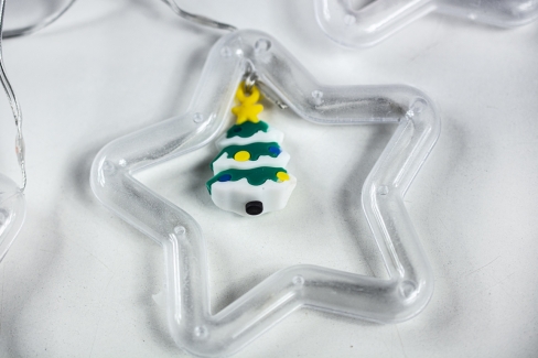 Kurtyna 310 cm 10 GWIAZDEK Z DEKORACJĄ 100 LED PROGRAMATOR, zewnętrzne, MULTIKOLOR 5/25/LED/M