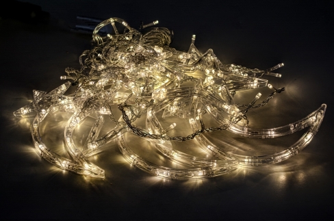 Kurtyna 275 cm 12 FIGUREK GWIAZDY I KSIĘŻYCE 138 LED PROGRAMATOR, zewnętrzne, biały ciepły 3/25/LED/WW