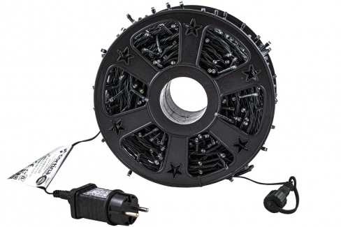 Sznur 40m 800 LED NA SZPULI FLASH + TIMER + GNIAZDO zewnętrzne, niebieski+biały zimny flash 51/21/FLE-TIM/B+CW-SZPULA