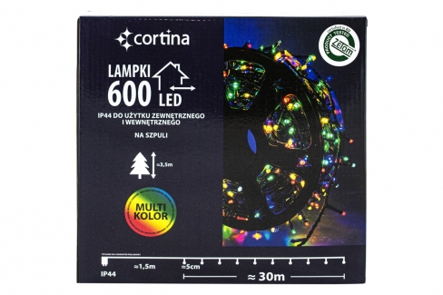 Sznur 30m 600 LED na SZPULI zewnętrzne, multikolor 10/16/LED/M-SZPULA
