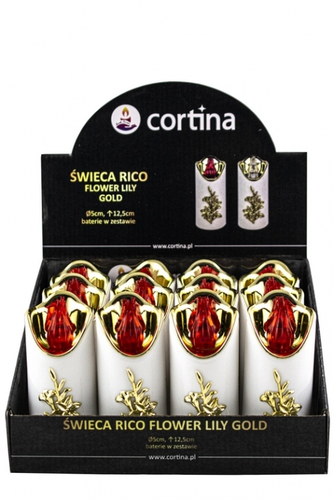 Art. nr: ŚWIECA LED RICO FLOWER LILY GOLD WHITE