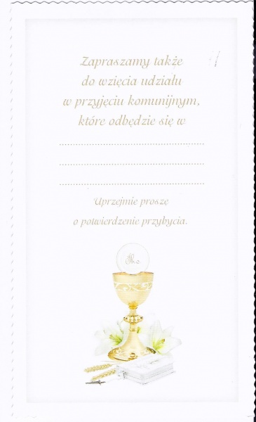 Zaproszenie Komunijne AGAMIS art. nr: 1739