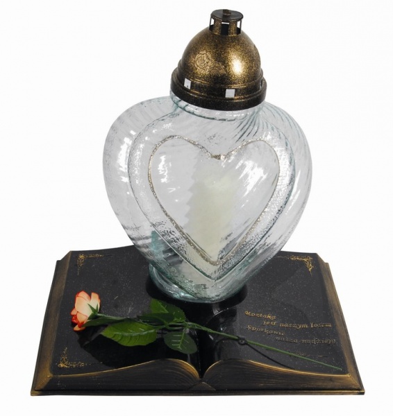 Znicze na wkład art. nr: SERCE DUŻE KSIĄŻKA BROKAT