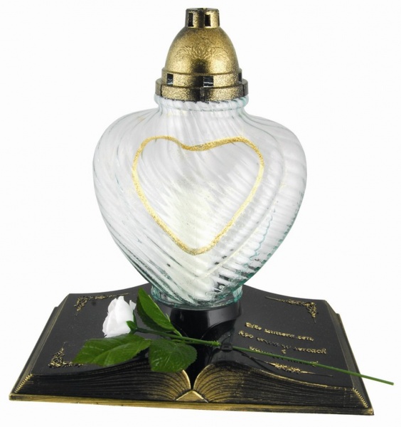 Znicze na wkład art. nr: SERCE ŚREDNIE KSIĄŻKA BROKAT